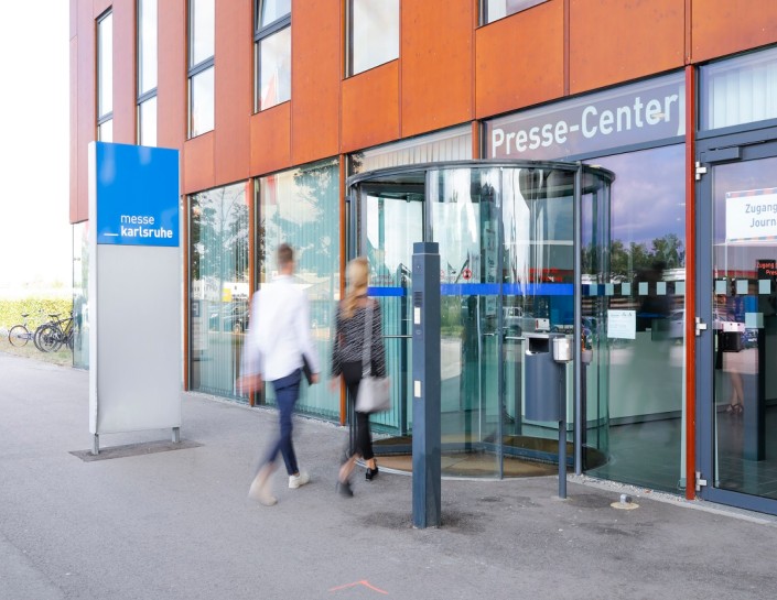The entry of the Messe Karlsruhe press center